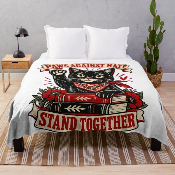 Item preview, Paws Against Hate Vintage Black Cat Shirt designed and sold by LandFinStudio.