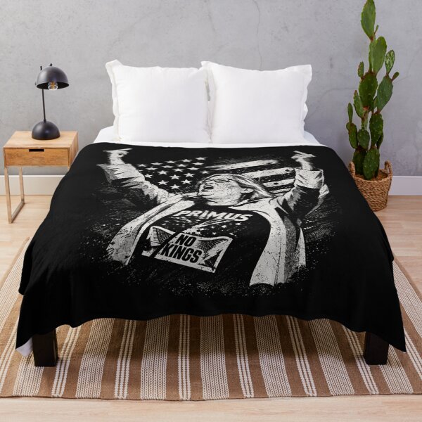 Item preview, No Kings Distressed USA Flag Quote Black White Defiant Woman Middle Finger Adult Graphic designed and sold by SockaArt1.