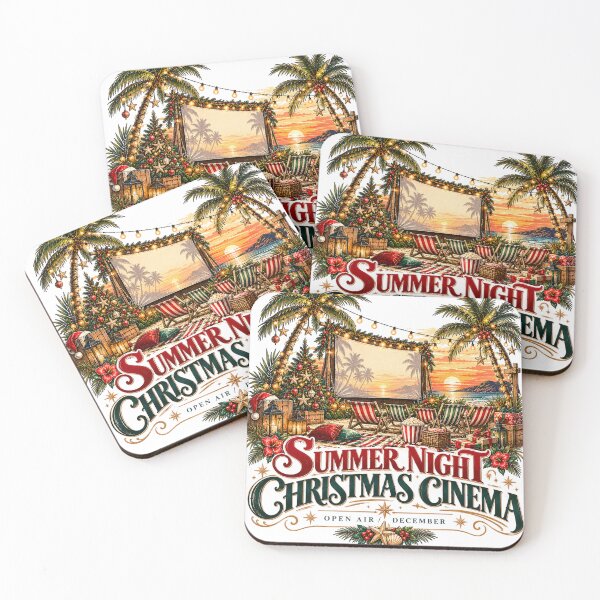 Item preview, Summer Night Christmas Cinema Open Air December Vintage Graphic designed and sold by pradeepvisuals.