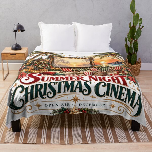 Item preview, Summer Night Christmas Cinema Open Air December Vintage Graphic designed and sold by pradeepvisuals.