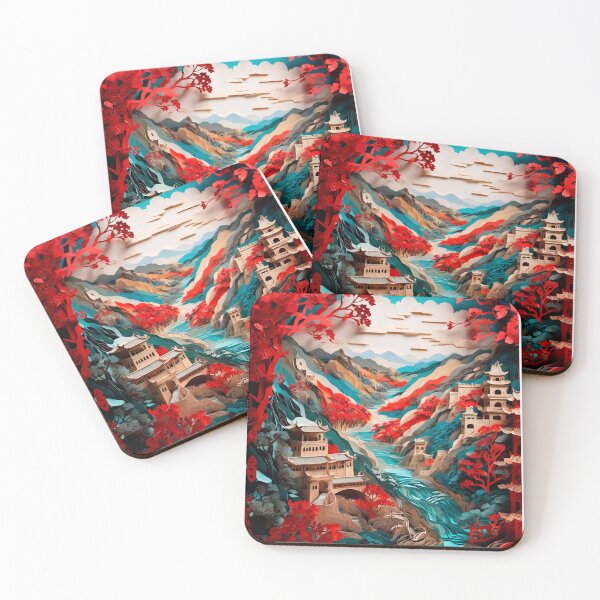 Item preview, Japanese landscape made of cut paper, beautiful design for a gift. designed and sold by ELFofDREAMS.