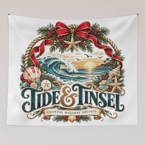 Item preview, Tide & Tinsel Coastal Summer Christmas Minimal Holiday Graphic designed and sold by pradeepvisuals.