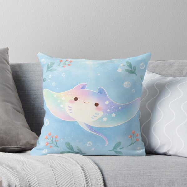 Item preview, Manta Ray in a Pastel Rainbow Botanical Wreath designed and sold by AshiraCreations.