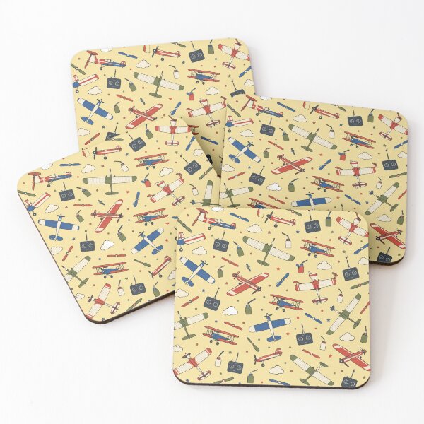 Item preview, RC Planes Pattern | Vintage Radio Control Model Airplanes, Transmitters and Propellers on Yellow designed and sold by NominalSystems.