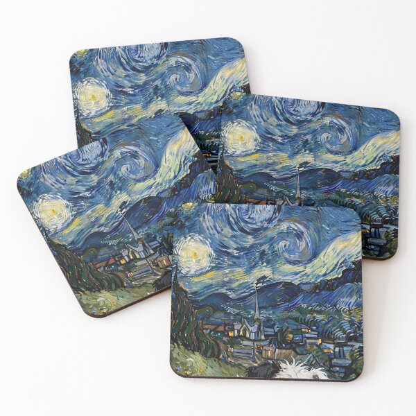 Item preview, Starry Night Dog — Patch Sleeping Under Van Gogh Swirling Stars Art designed and sold by boldbrushstroke.