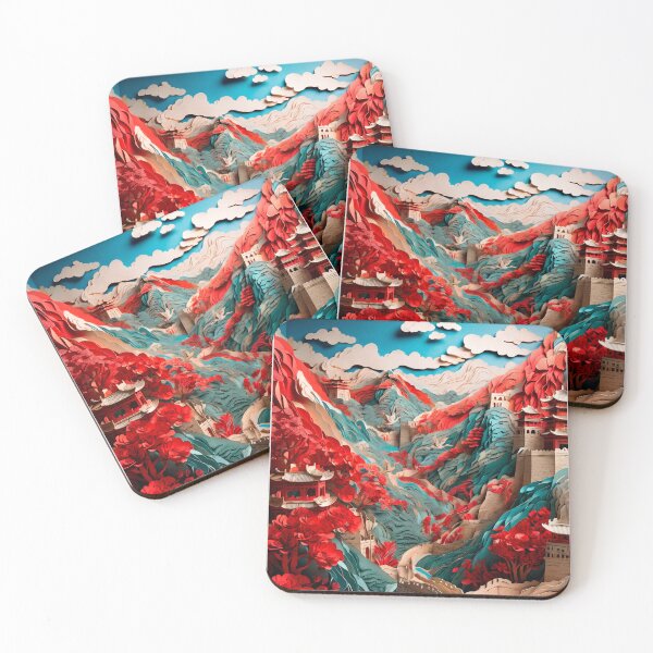Item preview, Japanese landscape made of cut paper, beautiful design for a gift #3. designed and sold by ELFofDREAMS.
