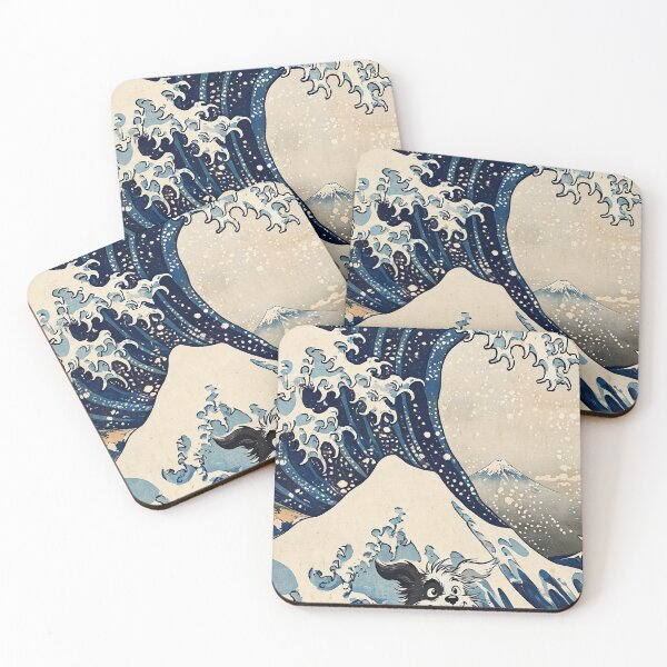 Item preview, The Great Wave Dog — Patch Riding Hokusai Wave Woodblock Art designed and sold by boldbrushstroke.