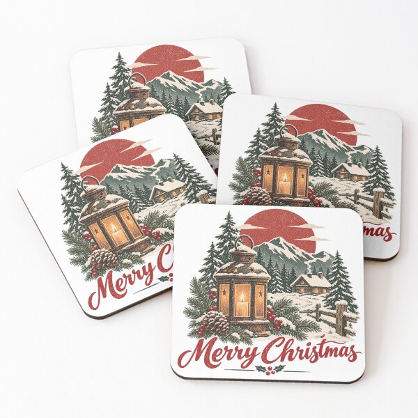Item preview, Vintage Merry Christmas Lantern Mountain Cabin Design designed and sold by NicheWearStudio.