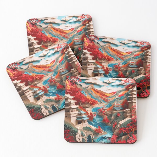 Item preview, Japanese landscape made of cut paper, beautiful design for a gift #5. designed and sold by ELFofDREAMS.