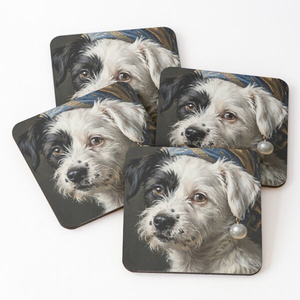 Item preview, Pup with a Pearl Earring — Patch Vermeer Style Portrait Art designed and sold by boldbrushstroke.