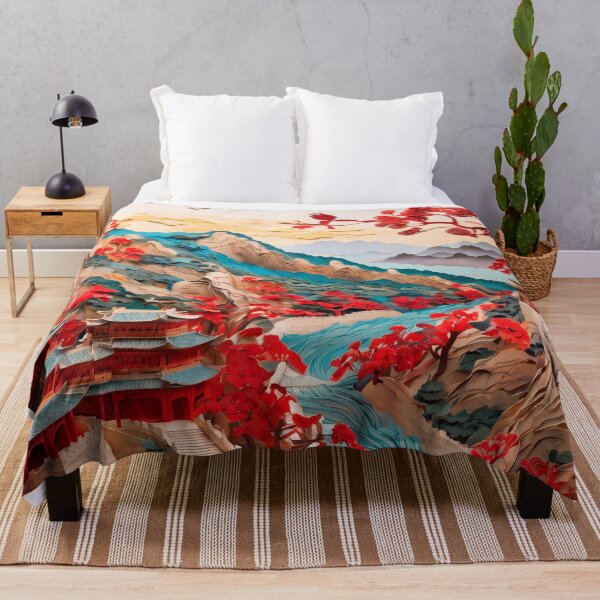 Item preview, Japanese landscape made of cut paper, beautiful design for a gift #6. designed and sold by ELFofDREAMS.