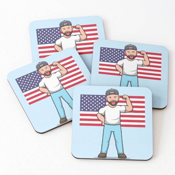 Item preview, Bearded Man Flexing American Pride designed and sold by DashiellCorwin.