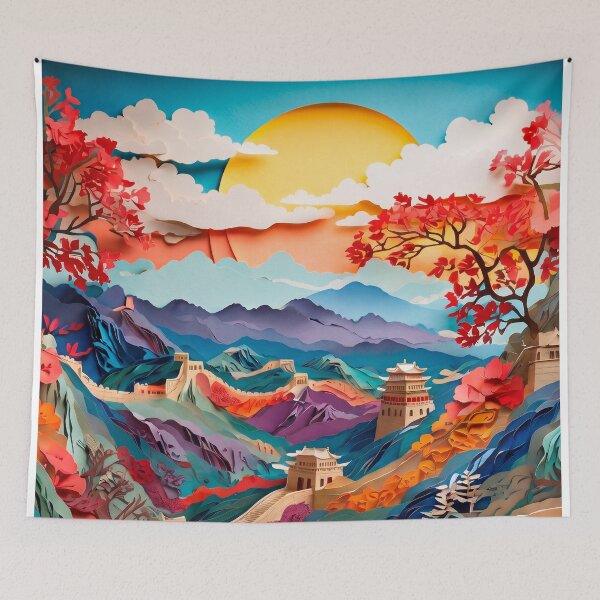 Item preview, Japanese landscape made of cut paper, beautiful design for a gift #7. designed and sold by ELFofDREAMS.