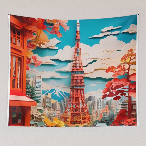 Item preview, Japanese landscape made of cut paper, beautiful design for a gift #8. designed and sold by ELFofDREAMS.