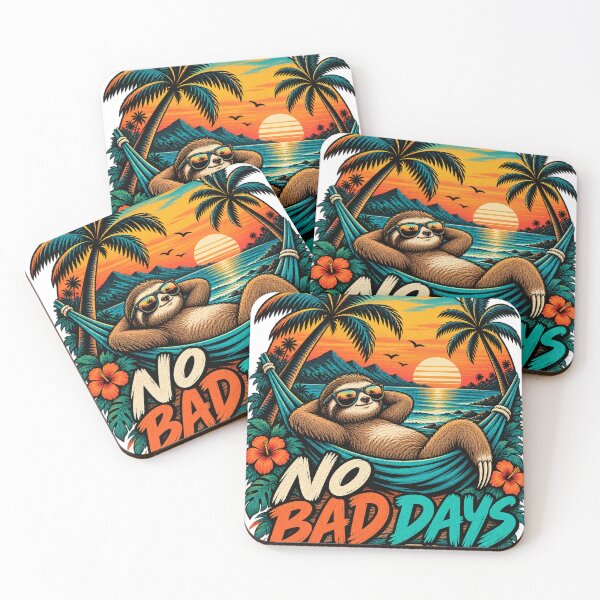 Item preview, No Bad Days – Lazy Sloth Retro Sunset designed and sold by Boldprints85.
