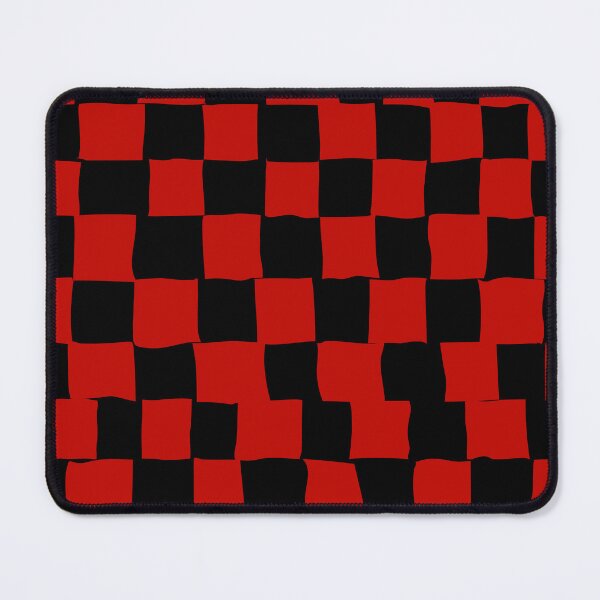 Item preview, Red Hand-Drawn Checkerboard on Black — Abstract Grid Pattern designed and sold by dfly-creations.