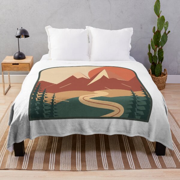 Item preview, Retro Alpine Mountain Trail with Rust Orange Peaks designed and sold by Art Studio Shams.