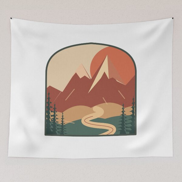 Item preview, Retro Alpine Mountain Trail with Rust Orange Peaks designed and sold by Art Studio Shams.