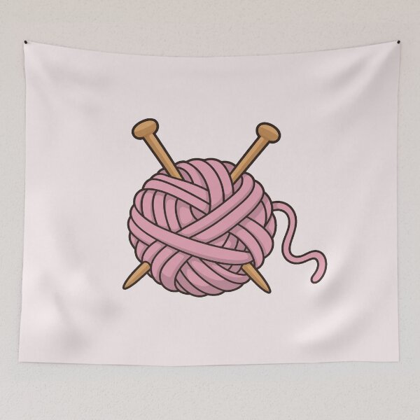 Item preview, Pink Yarn Ball with Knitting Needles designed and sold by Small Kine Prints.