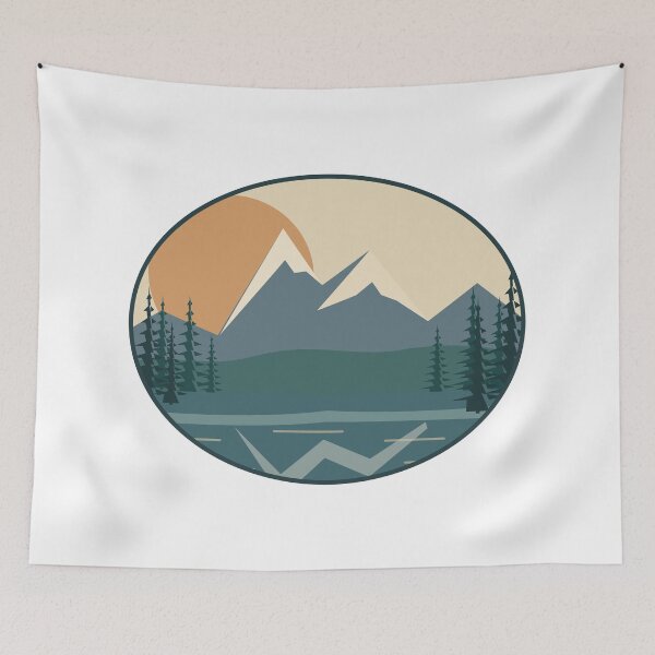 Item preview, Vintage Mountain Lake Reflection and Pine Forest designed and sold by Art Studio Shams.