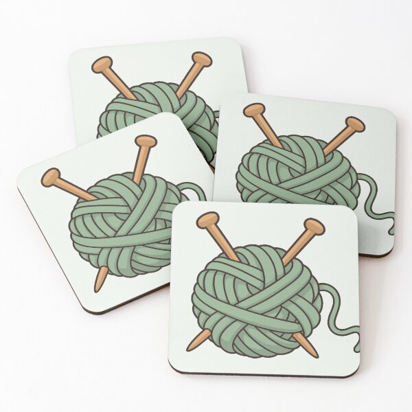 Item preview, Sage Green Yarn Ball with Knitting Needles designed and sold by Small Kine Prints.