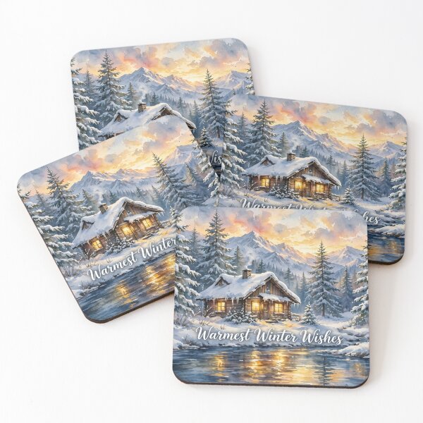 Item preview, Cozy Winter Cabin. Winter Light Watercolor Christmas Art. designed and sold by Deepsleepstudio.