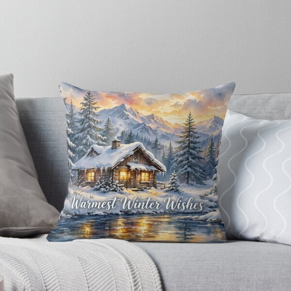Item preview, Cozy Winter Cabin. Winter Light Watercolor Christmas Art. designed and sold by Deepsleepstudio.