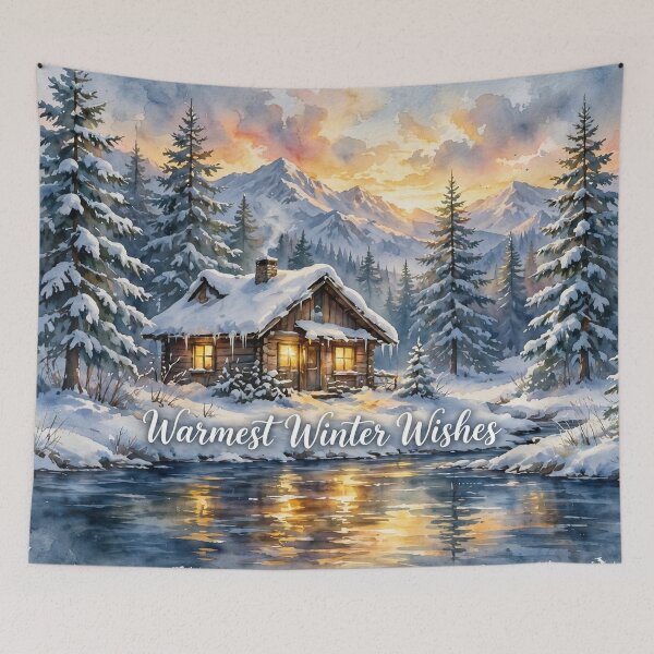 Item preview, Cozy Winter Cabin. Winter Light Watercolor Christmas Art. designed and sold by Deepsleepstudio.