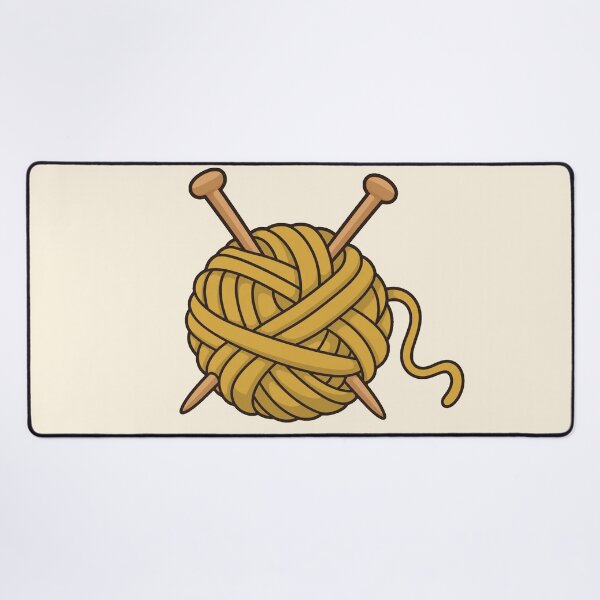Item preview, Mustard Yellow Yarn Ball with Knitting Needles designed and sold by Small Kine Prints.