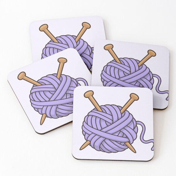 Item preview, Lavender Yarn Ball with Knitting Needles designed and sold by Small Kine Prints.