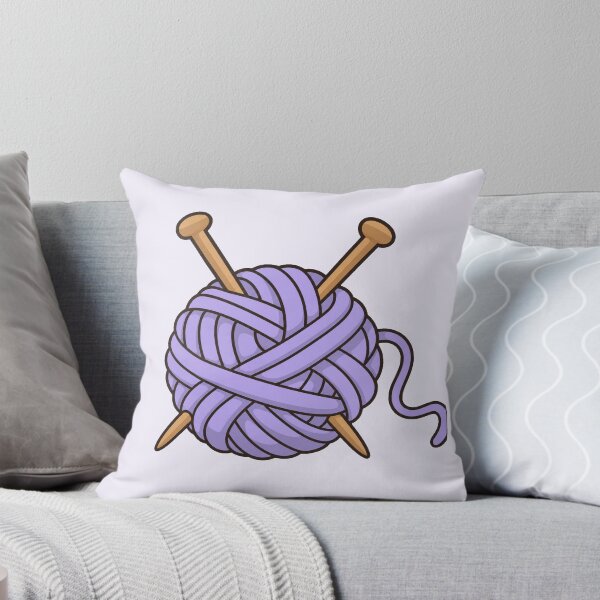Item preview, Lavender Yarn Ball with Knitting Needles designed and sold by Small Kine Prints.
