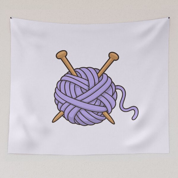 Item preview, Lavender Yarn Ball with Knitting Needles designed and sold by Small Kine Prints.
