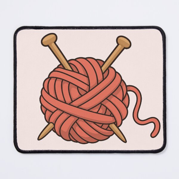 Item preview, Coral Yarn Ball with Knitting Needles designed and sold by Small Kine Prints.