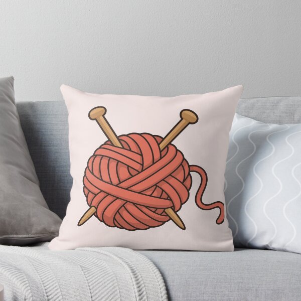 Item preview, Coral Yarn Ball with Knitting Needles designed and sold by Small Kine Prints.