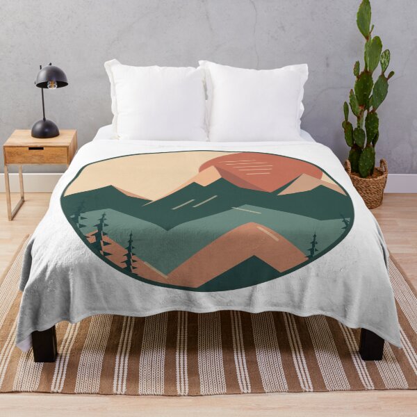 Item preview, Geometric Retro Mountains with Terracotta Sun and Pines designed and sold by Art Studio Shams.