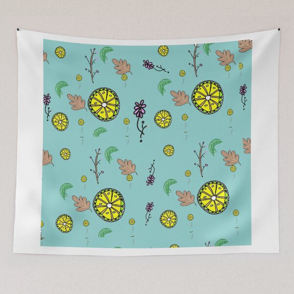 Item preview, Cute Hand Drawn Citrus Lemon & Floral Seamless Pattern designed and sold by The Mandala Oasis.
