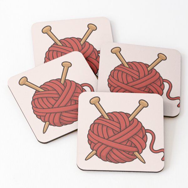 Item preview, Red Yarn Ball with Knitting Needles designed and sold by Small Kine Prints.