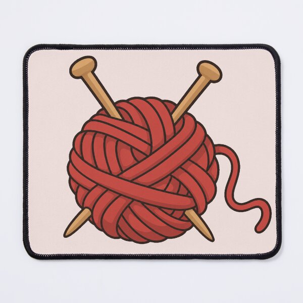 Item preview, Red Yarn Ball with Knitting Needles designed and sold by Small Kine Prints.