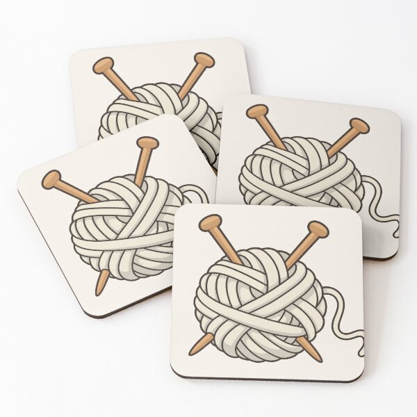 Item preview, Cream Yarn Ball with Knitting Needles designed and sold by Small Kine Prints.