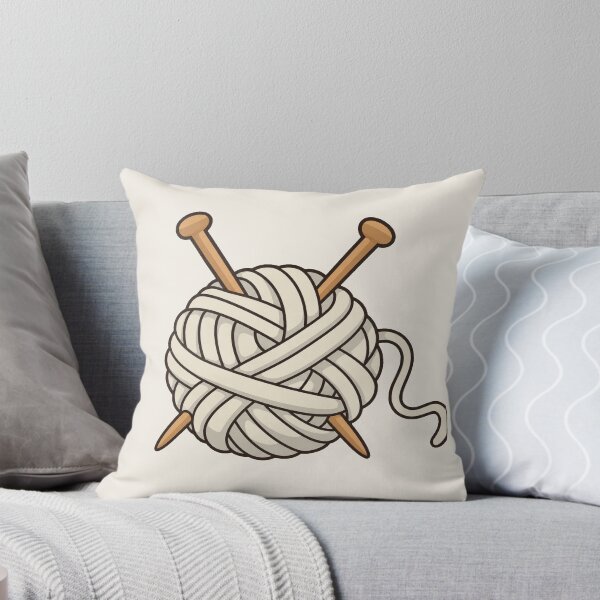 Item preview, Cream Yarn Ball with Knitting Needles designed and sold by Small Kine Prints.
