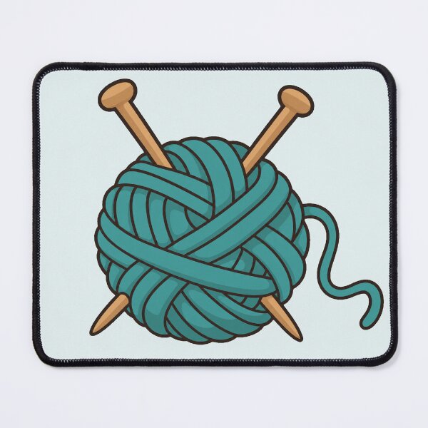 Item preview, Teal Yarn Ball with Knitting Needles designed and sold by Small Kine Prints.