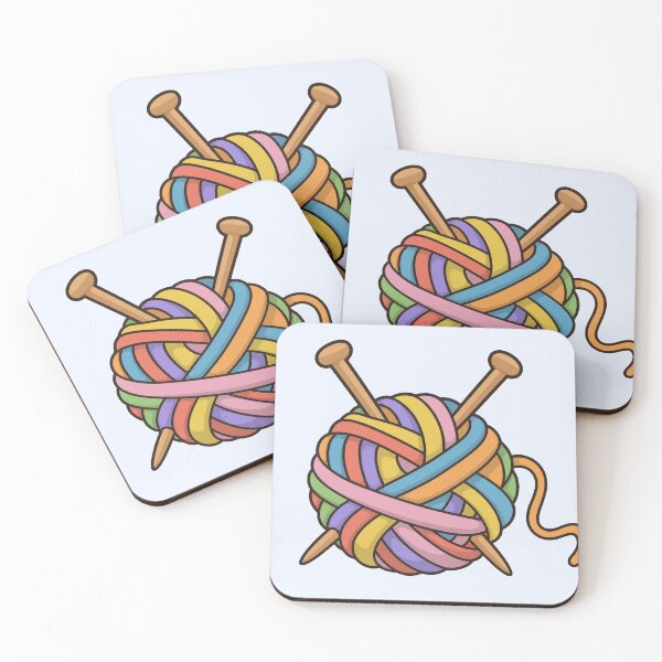 Item preview, Rainbow Yarn Ball with Knitting Needles designed and sold by Small Kine Prints.