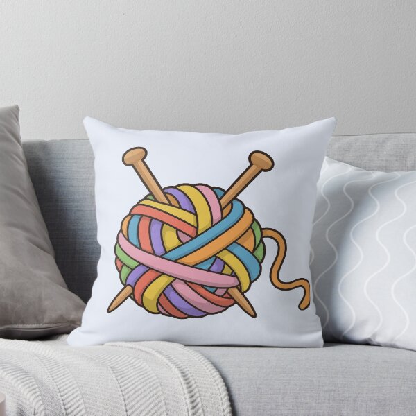 Item preview, Rainbow Yarn Ball with Knitting Needles designed and sold by Small Kine Prints.