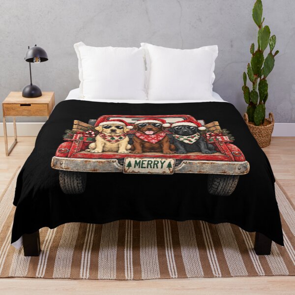 Item preview, Three Christmas Labradors in Vintage Red Truck designed and sold by MiteKangerin.