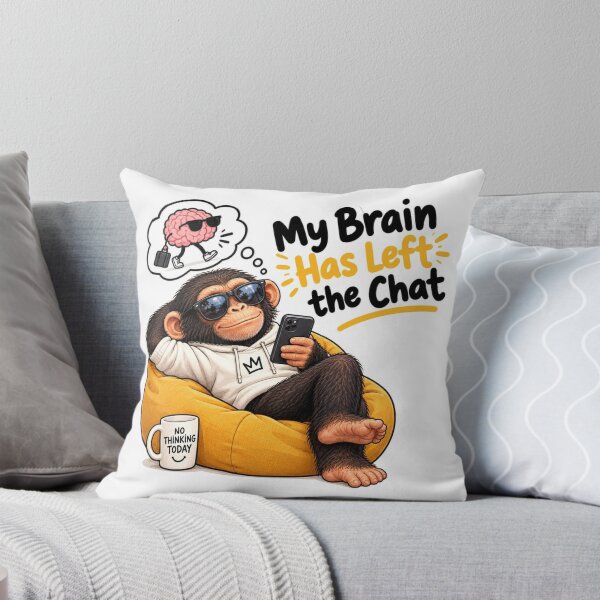Item preview, My Brain Has Left The Chat - Funny Lazy Monkey Sticker designed and sold by carestazafeli.