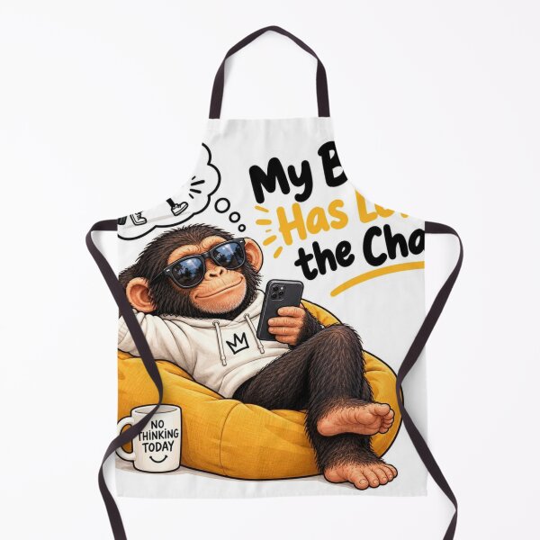Item preview, My Brain Has Left The Chat - Funny Lazy Monkey Sticker designed and sold by carestazafeli.
