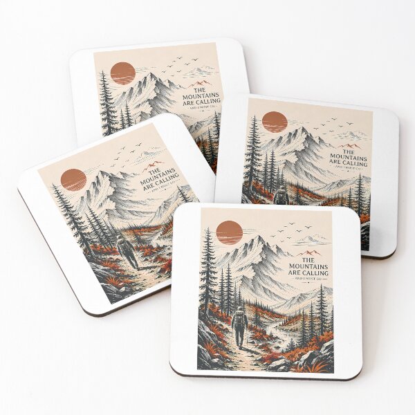 Item preview, The Mountains Are Calling Vintage Hiking Adventure Art designed and sold by friend-devora.