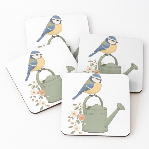 Item preview, Cute Garden Bird on Watering Can Nature Illustration designed and sold by EnukArt.