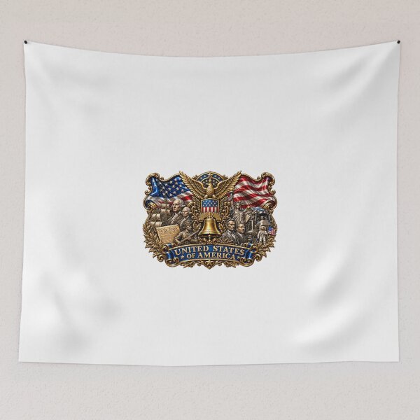 Item preview, USA Patriotic Golden Eagle T-Shirt | United States of America Heritage Crest | Vintage American Flag & Liberty Bell Graphic  designed and sold by GoodPlaceToShop.
