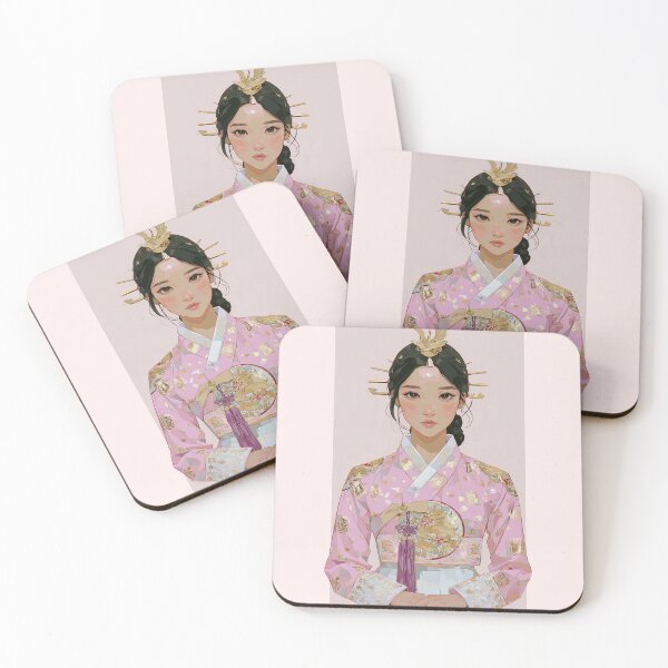 Item preview, Elegant Korean Princess in Pink Hanbok Art designed and sold by colorful-white.